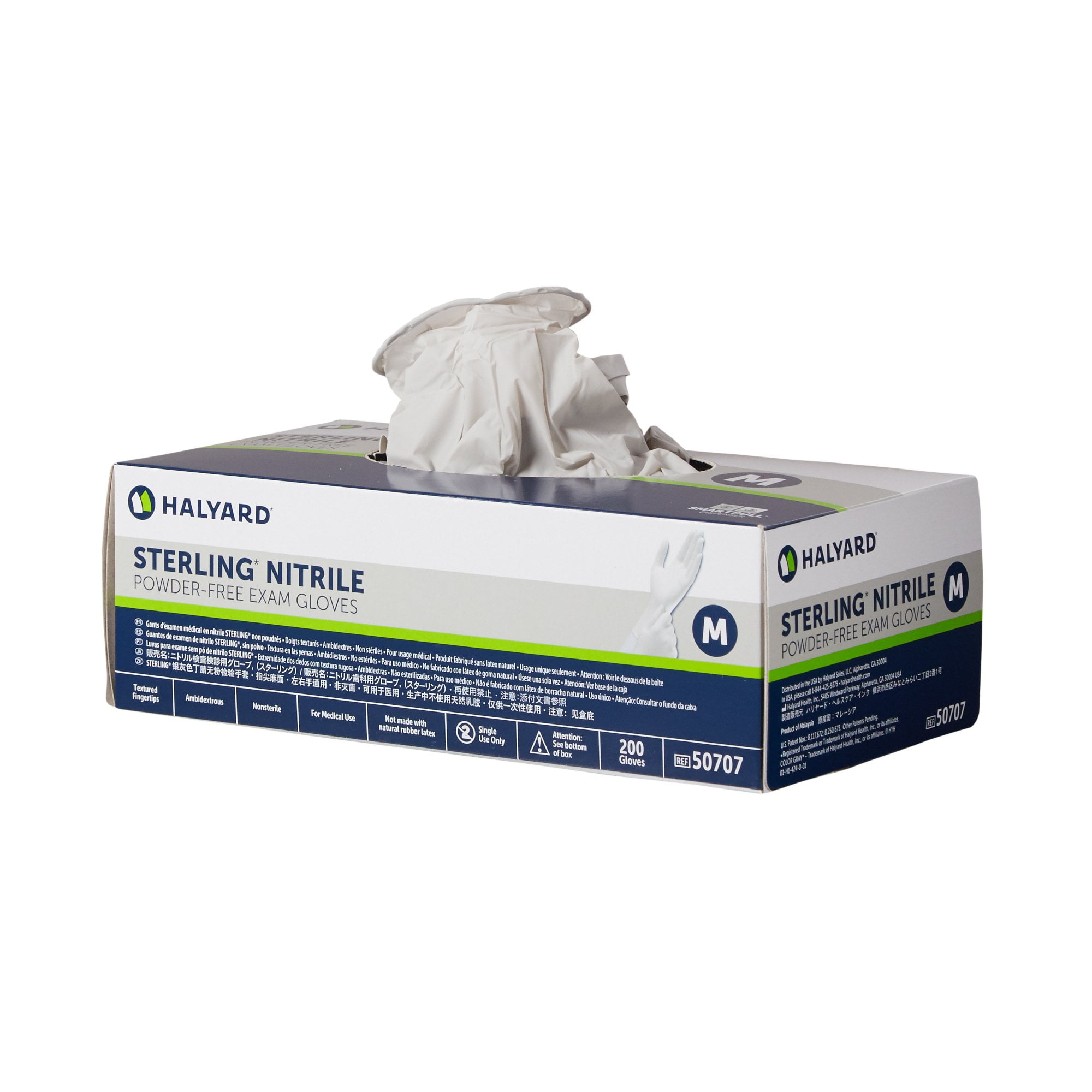 STERLING Exam Glove Medium NonSterile Nitrile Standard Cuff Length