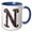Blue/White, variant on 3drose, Pretty Image of Ruby Jeweled Monogram Letter N, 11oz Two-tone Red Mug