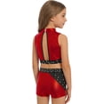 thumbnail image 2 of vastwit Kids Girls Cheerleading Outfit Sleeveless Color Block Sparkly Dance Crop Top with Gymnastics Shorts Set Red 10, 2 of 5