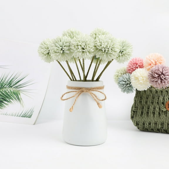 Kraoden Artificial Ball Chrysanthemum Fake Flower Bundle, Simulated Table Tennis Embroidery Floral Arrangement for Wedding, Home, Hotel, Photography, and Decoration, No Maintenance Needed