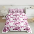 thumbnail image 2 of Manfei Vintage Peony Flower Full Size Comforter Sets for Girls, Pink Bow Knot Bedding Comforter Set, Botanical Plant Floral Bedding Sets, Luxury Bedroom Decor Reversible 3pcs, 2 of 8