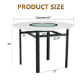 thumbnail image 7 of NYEESS 42 Inch Round White Dining Table for 4-6, Modern MDF Kitchen Table with Built-in Glass Panel & Storage Shelf, Sturdy Black Metal Legs, Space-Saving Dining Room Furniture, 7 of 7