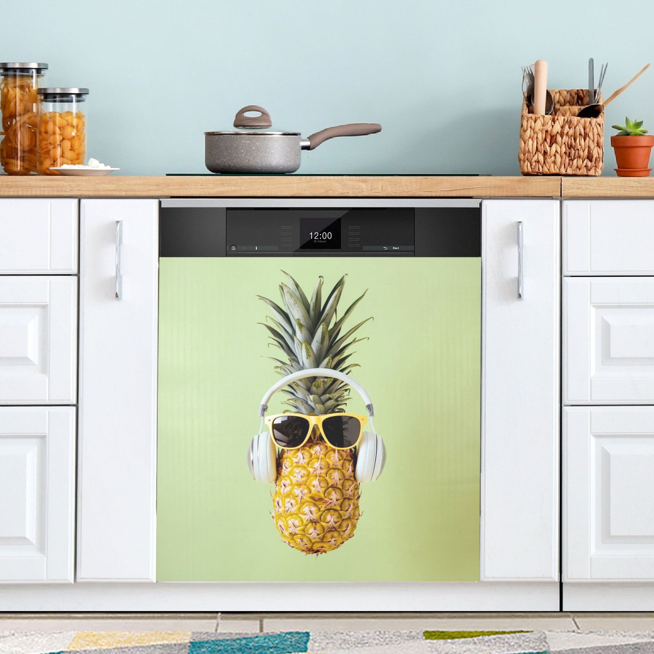 Dishwasher Magnetic Sticker 23x26 Inch Refrigerator Magnetic Sticker Washing Machine Magnetic Sticker Kitchen Panel Magnetic Sticker Home Decor Cool Sunglasses Pineapple