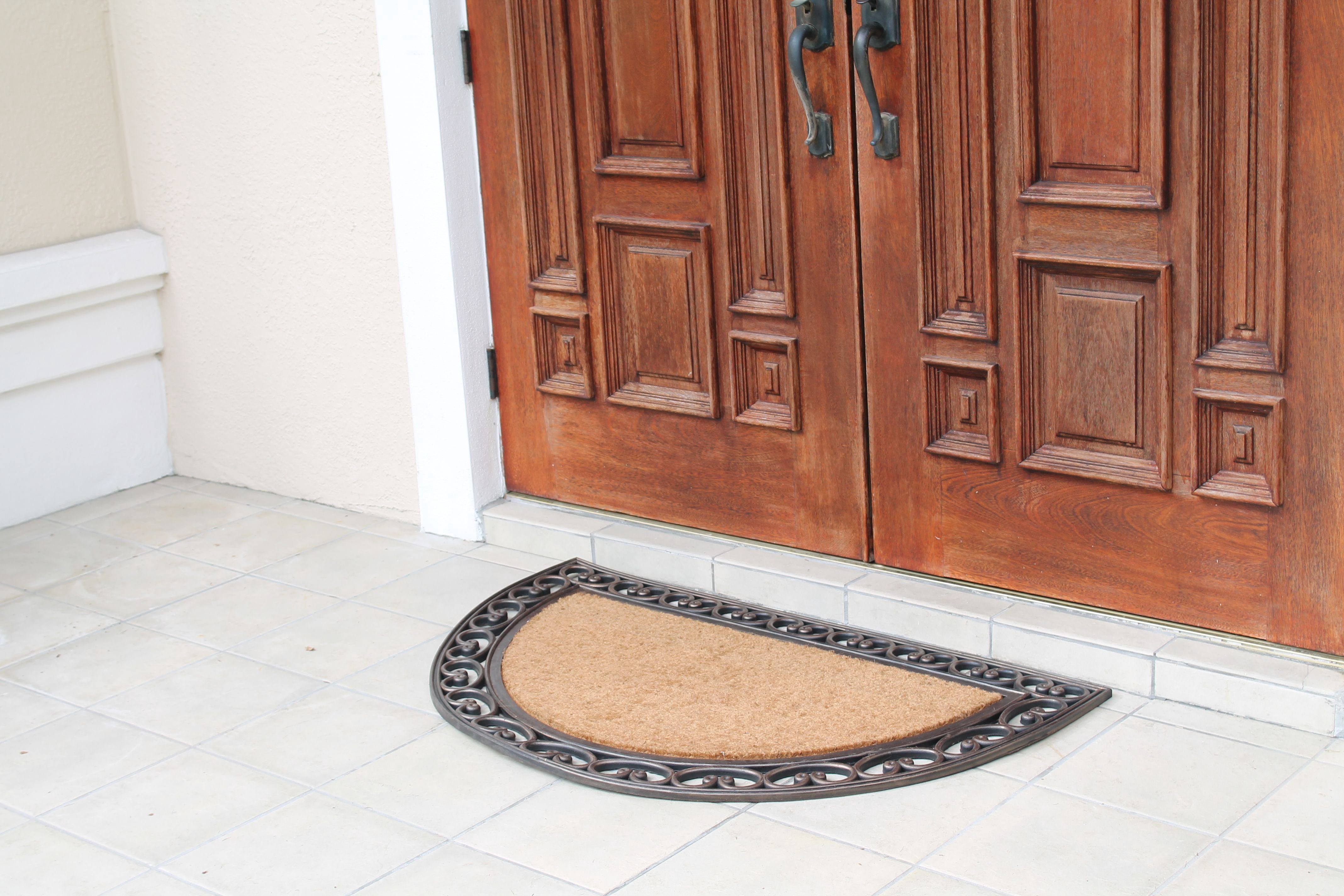 A1 Home Collections Half Round Double Doormat for Outdoor Entrance Front Door Mat 30"x48", Bronze-Border