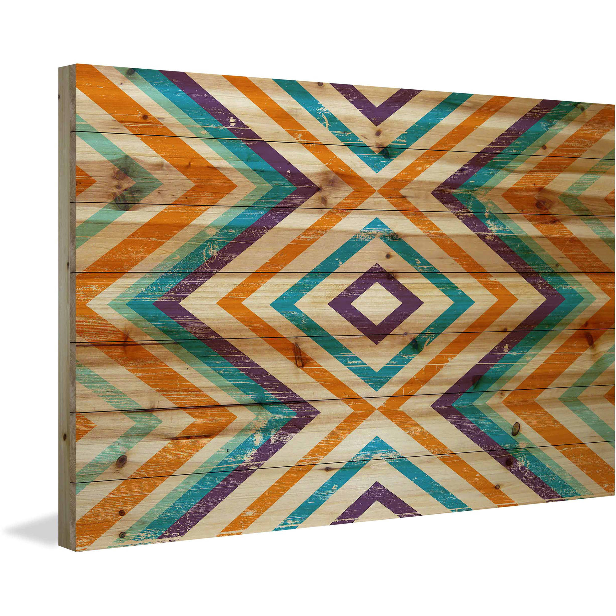 Marmont Hill - "Orange Lines" Painting Art Print On Natural Pine Wood, 36.0" x 1.5"