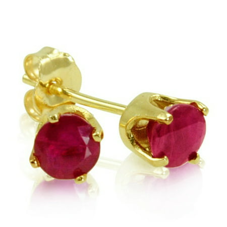 Amanda Rose Collection 4mm Round Ruby Stud Earrings set in 14 Karat Yellow Gold (.60ct tw)