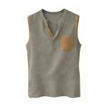thumbnail image 6 of Men's Linen Tank Tops Sleeveless Breathable Muscle Shirts Henley V Neck with Chest Pocket Casual Summer Beach Yoga Vacation Workout Gym Activewear Tees, 6 of 7