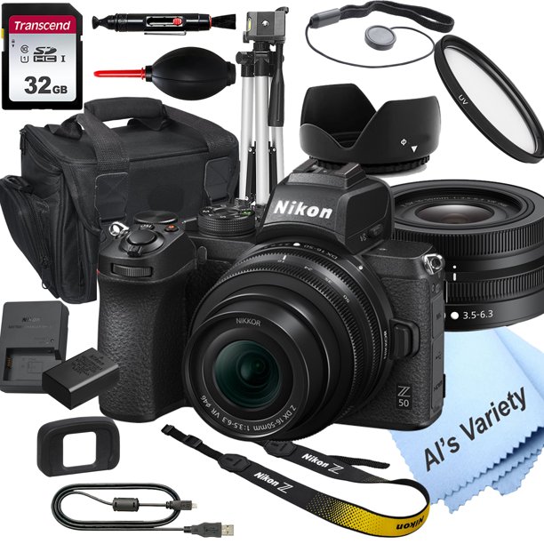 Nikon Z50 Mirrorless Digital Camera with 16-50mm Lens+ 32GB Card, Tripod, Case, and More (18pc Bundle