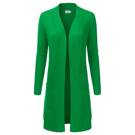 Doublju Women's Lightweight Long Sleeve Open Front Long Cardigan Sweaters