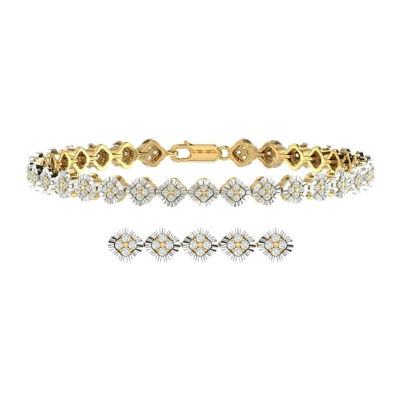 1 1/4 Carat Diamond Tennis Bracelet in 18K Yellow Gold over Sterling Silver (7.5 Inch)
