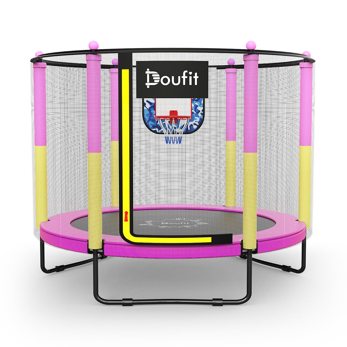 Doufit 330Lbs 5FT Trampoline for Kids with Basketball Hoop, 60