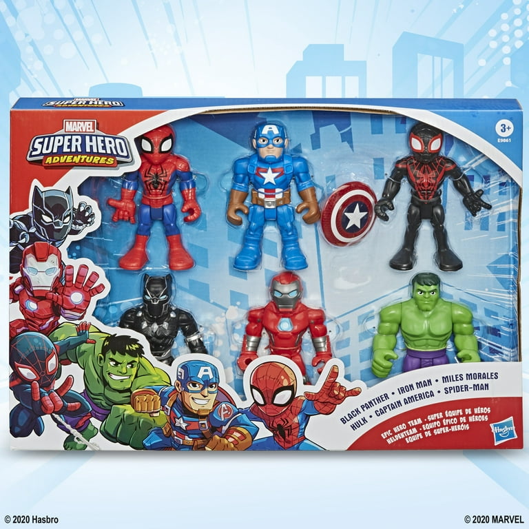 Marvel Super Hero Adventures - Figura de acción de 5 pulgadas, incluye el  Capitán América, Spider-Man, 5 accesorios, juguetes de Pascua para niños