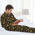 thumbnail image 6 of Fotbe glod Skull snake bird Pattern Long Sleeve Pajama Set for Men,Sleepwear Set,2-piece Loungewear Set,Soft PJs Comfy Nightwear with Pockets-Large, 6 of 7