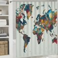 thumbnail image 5 of Shangniulu Earth Shower Curtain, Detailed World Map with All Countries Major Capital Cities Universe Continents, Cloth Fabric Bathroom Decor Set with Hooks, 5 of 6