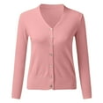 thumbnail image 6 of Womens Solid Button Down Long Sleeve Classic V Neck Knit Cardigan Sweater, 6 of 7