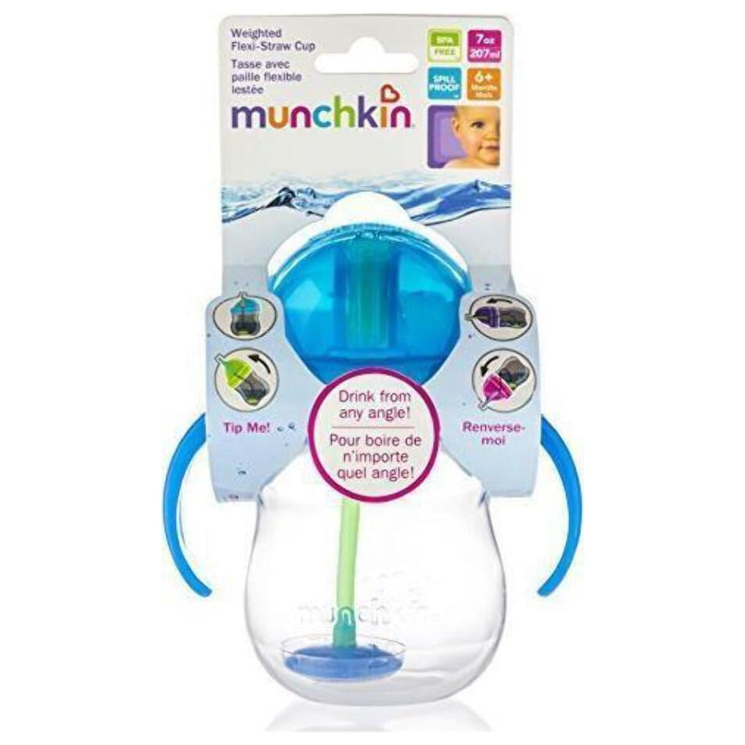 Munchkin® Click-Lock 7 oz. Weighted Flexi-Straw Cup in Pink, 7 oz