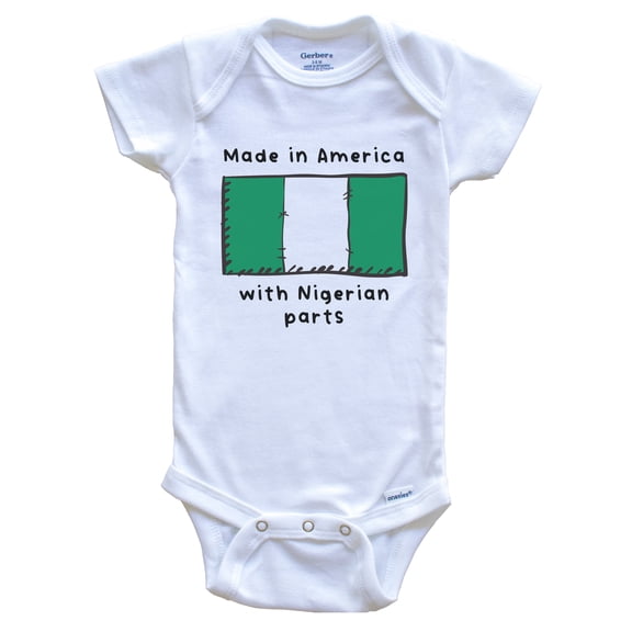Made In America With Nigerian Parts Nigeria Flag Baby Bodysuit