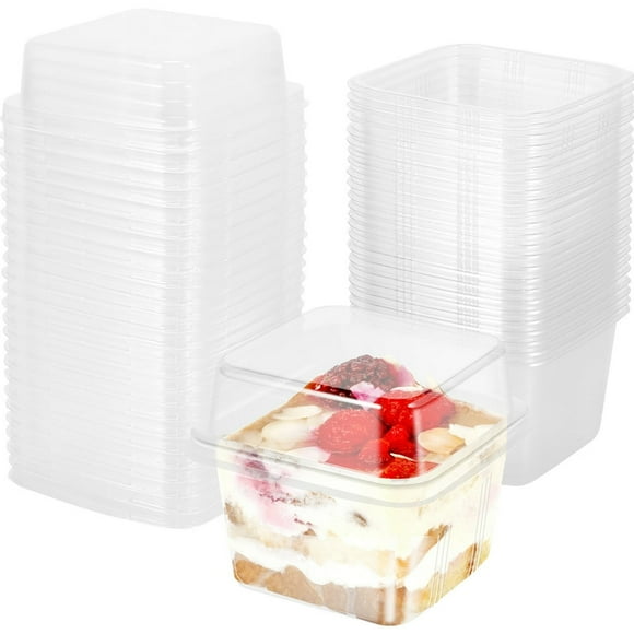 HLONK 50 Pack 8 oz Plastic Dessert Cups with Lids Mini Parfait Cups with Lids Appetizer Cups for Party Clear Mini Dessert Cups Yogurt Dessert Shooter Cups for Pudding
