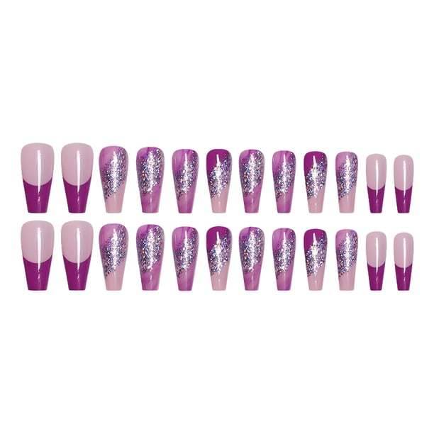Seitruly Uñas postizas de ataúd, estilo francés clásico, uñas a presión, cubierta completa, punta de uñas, pegatinas de manicura de viscosidad Arte de uñas tipo 34 Seitruly CE012296-34B