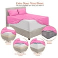thumbnail image 4 of Extra Deep Pocket 4-Piece Bed Sheets Set , 18"-24" Super Deep Fitted Sheet, Fits High Profile Mattresses with Toppers, Hotel Luxury Soft Double Brushed Microfiber, Hypoallergenic - Full, Light Pink, 4 of 7
