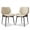 Beige, variant on BouPower Set of 2 Mid-Century Modern Dining Chairs, PU Leather Upholstered Accent Chairs with Shell Strips, Walnut Wood & Metal Legs, Retro Style Chairs