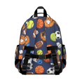 thumbnail image 3 of Football and Tennisball Navy Pattern Cute School Backpack Bag for School with Padded Back and Adjustable Shoulder Straps 15.25"x11.5"x5.25", 3 of 5