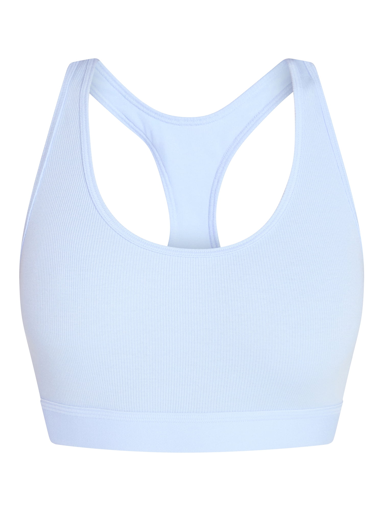 No Boundaries Cotton Stretch Ribbed Racerback Bralette, Women's XS-3XL