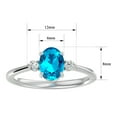 thumbnail image 5 of SuperJeweler 1 1/3 Carat Oval Shape Blue Topaz and Two Diamond Ring In Sterling Silver For Women, 5 of 6