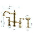 thumbnail image 3 of Cfowner Brass Bridge Kitchen Faucet, Kitchen Sink Faucet with Pull-Out Side Spray, Gold, 3 of 8