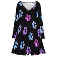 thumbnail image 3 of Pink Blue Purple Galaxy Paw Prints Long Sleeve Sexy Dresses For Women Ladies Vintage Elegant Party Dress Oversized V-neck Dress, 3 of 7