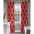 thumbnail image 4 of Red Moroccan Sheer Curtains 84 Inch Length 2 Panels Set for Living Room/Bedroom, Morocco Ethnic Abstract Quatrefoil Grid Kitchen Curtains Grommet Semi-Sheer Curtains Window Treatments 42"x84"x2, 4 of 7