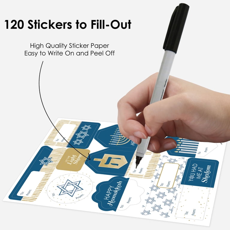 Happy Hanukkah Gift Tag Stickers, 120 Count photo 3