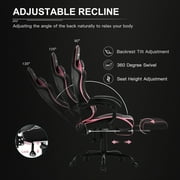 GTRACING GTWD-200 Gaming Chair with Footrest, Height Adjustable Office Swivel Recliner, Red