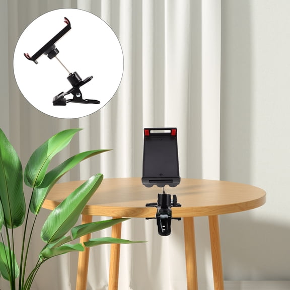 ETEREAUTY Desktop Phone Holder Clip with Adjustable Rotation Fits Tablets and Phones in Black