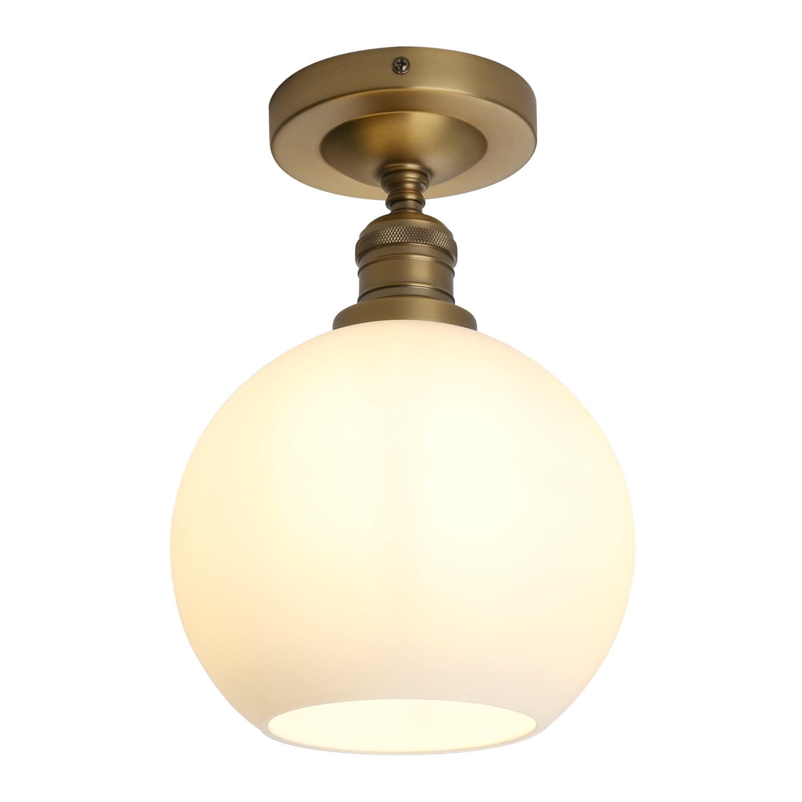 1-Light Ceiling Light, Industrial Globe Cream Glass Shade Close to Ceiling Light for Kitchen Island