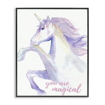 Stupell Industries You Are Magical Unicorn Fairy Tales & Fantasy Painting Black Framed Art Print Wall Art, 24 x 30