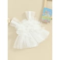 thumbnail image 3 of Suealasg Newborn Baby Girl Outfits Sleeveless 3D Flower Decor Tulle Romper Dress 1st Birthday Photoshoot Dress Summer Clothes, 3 of 9