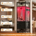 thumbnail image 6 of Homieasy 75'' Tall Clothing Rack with 3 Large Fabric Drawers, 4-Tier Garment Rack with Power Outlets & LED Lights, Freestanding Closet Rack with Shoe Rack for Small Space, Black, 6 of 7