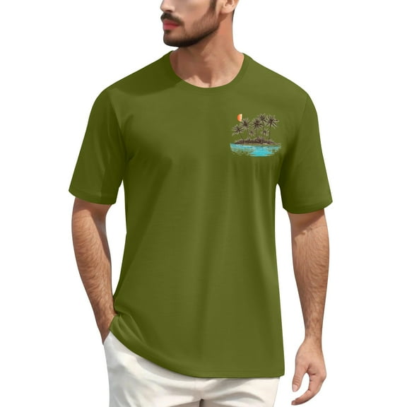 NAMTYQX Graphic Tees for Men Lounge Casual Crew Neck Patterns Breathable Plus Size Baggy Elastic Short Sleeve Lightweight Men's T-Shirts Army Green Size L