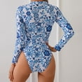 thumbnail image 5 of yueewhu Women's Long Sleeve Rash Guard Swimsuit One Piece Zipper Surfing Bathing Suit (Blue, XL), 5 of 7