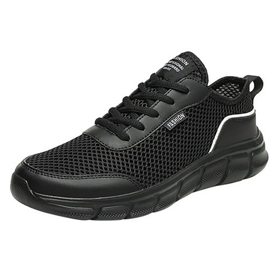 PEASKJP Walking Shoes for Men Outdoor Sports Shoes Breathable Non-Slip Lightweight Mesh Relaxed Fit Trainers Sneakers Black 41