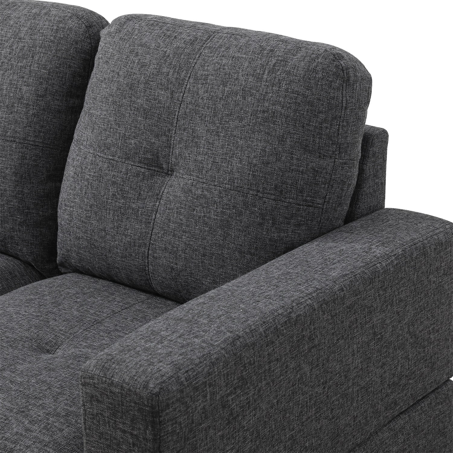 Hommoo Linen Living Room Furniture Set, Modern Couches and Sofa, Sectional Couch Sofa for Living Room, 17.5'' Back Height, Black Grey(No Ottomans)