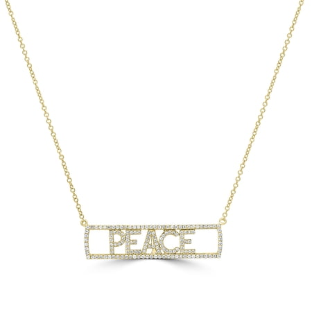 Gemistry 14K Yellow Gold 0.48 Ct Round Diamond Peace Pendant Necklace(GH Color, I1 Clarity)