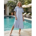 thumbnail image 4 of Zeagoo Dresses for Women Summer Casual Midi Short Sleeve Button Down Shirt Linen Dress Beach Cover Up with Pocket, 4 of 6