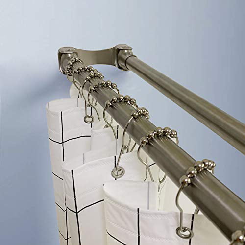 Naiture Stainless Steel 60 Double Straight Shower Curtain Rod Brushed Nickel