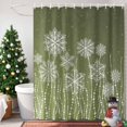 thumbnail image 3 of Small Stall Shower Curtain 48x72 Inch Narrow Half Size Christmas Snowflakes Bath Curtains Bathroom Decor, Xmas Sage Green Snowy Winter Waterproof Fabric Shower Curtain Set with Hooks 48 Inch, 3 of 8