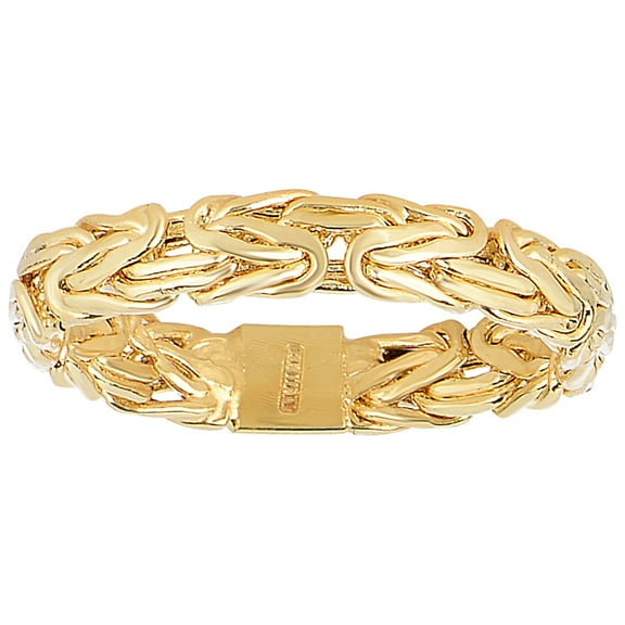 14K Yellow Gold 4.1mm Shiny Byzantine Band Type Ring Size 7