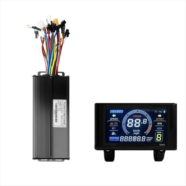 Kit Controlador de Sinusoidal S966 con Pantalla A Color para Bicicleta Eléctrica, 35 A, 36 V/48 V/52 V, para Modificación de Scooters y Bicicletas Eléctricas.