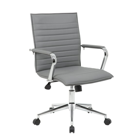 Boss Office Products Modern Ribbed Back Adjustable Office Desk Chair with Arms in Gray