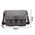 thumbnail image 2 of Canvas Messenger Bag Vintage Laptop Shoulder Bag Military Crossbody Bag - gray, 2 of 5